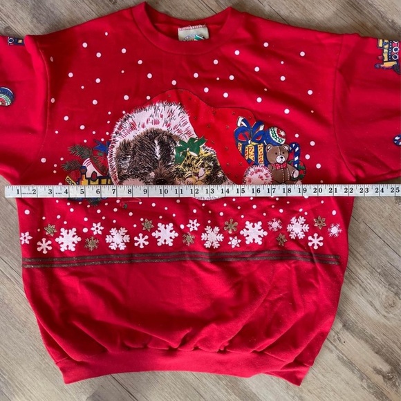 Vintage Christmas Shirt Christmas Sweatshirt 80s 90s Medium Large - Picture 7 of 7